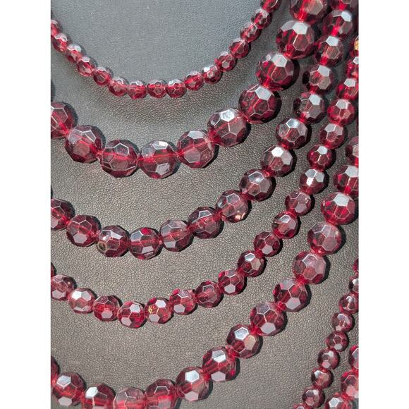 Vintage Grazino Seven Strand Sparkling Wine Acrylic Bead 19"-22" Necklace - Picture 3 of 5